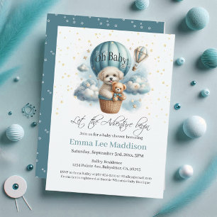 Invitation Oh Baby Adventure commence à chiot dans un ballon