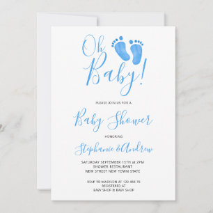 Invitation Oh Baby Baby shower bleu