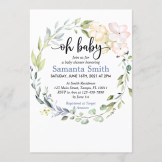 Invitation Oh Baby Baby shower de verdure