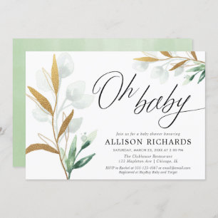 Invitation Oh Baby, baby shower doré neutre pour les genres