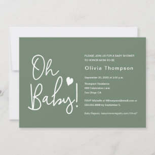 Invitation Oh Baby Baby shower vert Genre neutre