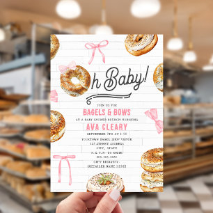 Invitation Oh Baby Bagels & Bows Baby shower rose Brunch