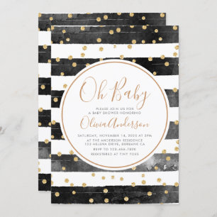 Invitation Oh Baby Black Stripe Baby shower Parties scintilla