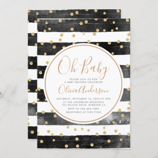 Invitation Oh Baby Black Stripe Baby shower Parties scintilla