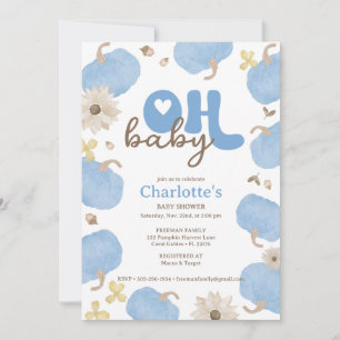 Invitation Oh Baby Blue Citrouille Automne Baby shower Invita