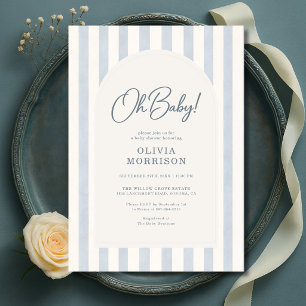 Invitation Oh Baby Blue Stripes Baby Shower