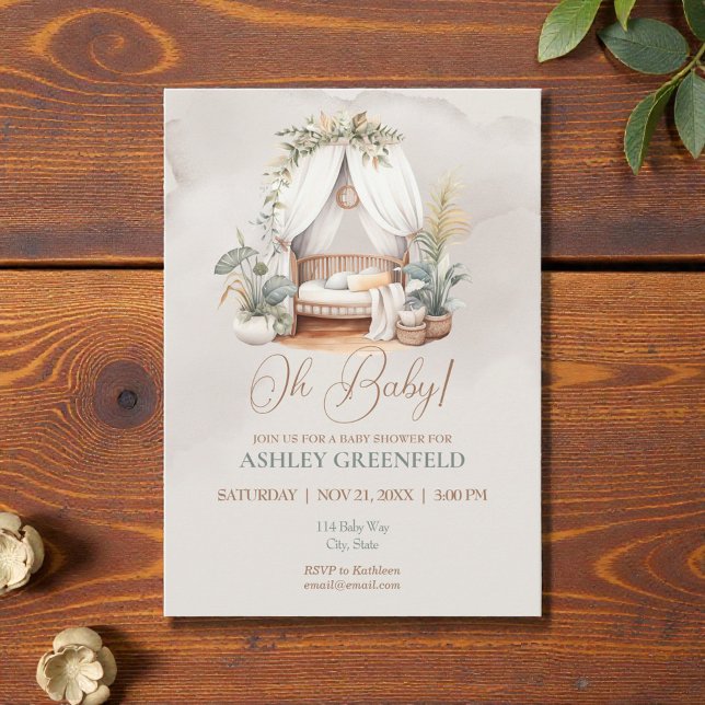 Invitation Oh Baby Boho Aquarelle Baby Shower (Créateur téléchargé)