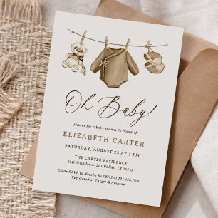 Invitation Oh Baby Boho Baby Clothes Baby shower garçon