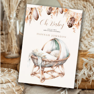 Invitation Oh Baby Boho Baby Plumes de bébé Baby shower Boho