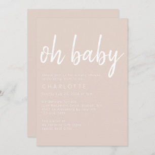 Invitation Oh Baby Boho Beige Genre Neutre Baby shower Inv