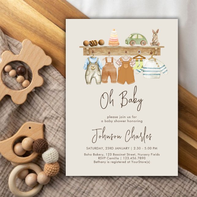 Invitation Oh Baby Boho Nursery Cute Baby shower neutre (Oh Baby Boho Nursery Cute Neutral Baby Shower Invitation)