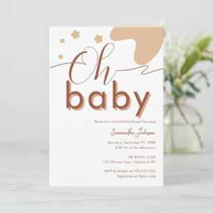 Invitation Oh Baby Boho Script Genre Baby shower neutre