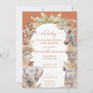 Invitation Oh Baby Boho Tropical Safari Jungle Animaux