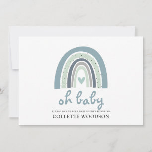 Invitation Oh Baby Boho Watercolor Rainbow Boy Baby shower