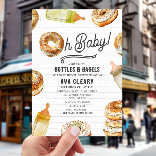 Invitation Oh Baby Bottles & Bagels Baby shower Brunch