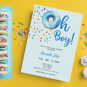 Invitation Oh Baby Boy Donut Baby shower à thème