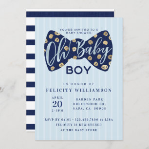 Invitation Oh Baby Boy Navy Bow Cravate Baby shower Invitatio