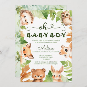 Invitation Oh Baby Boy Spring Forest Animaux Baby shower