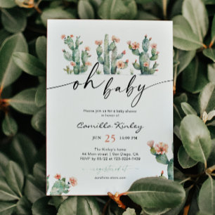 Invitation Oh Baby Cactus Baby shower floral
