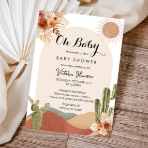 Invitation Oh Baby Cactus Desert Baby shower Sud-Ouest