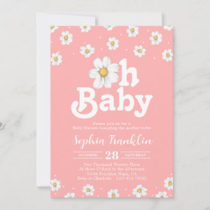 Invitation Oh Baby Chic Daisy Blush Pink Hippie Baby shower