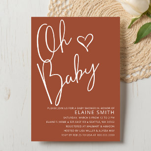 Invitation Oh Baby Cute Terracotta Baby shower neutre pour le