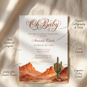 Invitation Oh Baby Désert Montagnes Sud-Ouest Baby Shower
