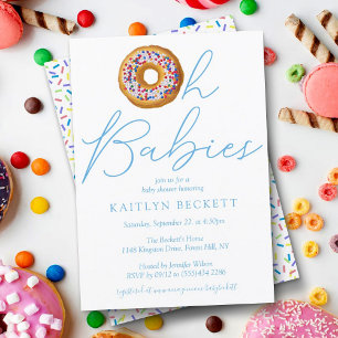 Invitation Oh Baby Donut Sprinkle Twin Boys Baby shower