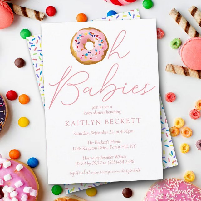 Invitation Oh Baby Donut Sprinkle Twin Girls Baby shower (Créateur téléchargé)