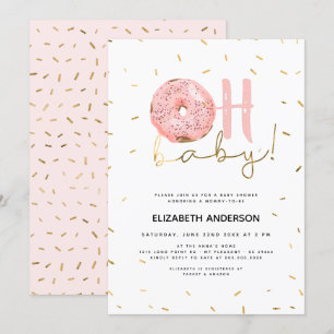 Invitation Oh Baby Donut & Sprinkles Gold Girl Baby shower