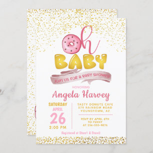 Invitation Oh Baby Donuts Gold Parties scintillant Baby showe