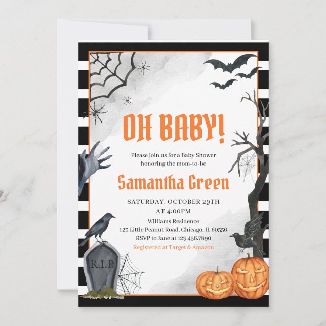 Invitation Oh Baby Éffrayant Baby shower Halloween (Devant)