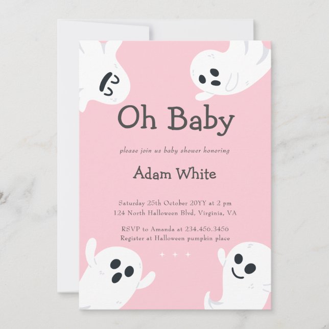Invitation Oh Baby Éffrayant Fantôme Halloween Baby shower d' (Devant)