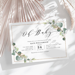 Invitation OH BABY   eucalyptus greenery baby shower