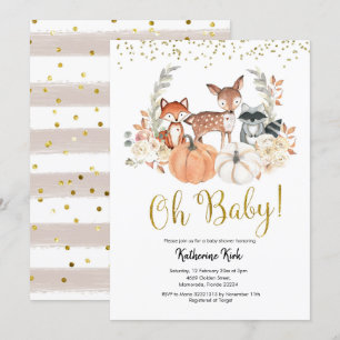 Invitation Oh Baby Fall Woodland Baby shower Citrouille