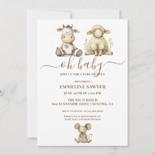 Invitation Oh Baby Farm Animals Baby shower