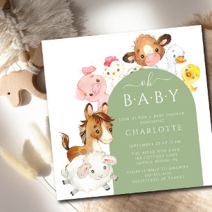 Invitation Oh Baby Farm Animals Baby shower