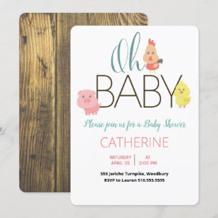 Invitation Oh Baby Farm Animals Baby shower rustique