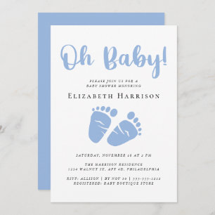 Invitation Oh Baby Feet Blue Baby Boy Douche