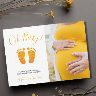 Invitation Oh Baby Feet Photo Couple's Yellow Baby shower