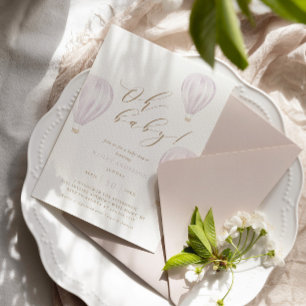 Invitation Oh Baby - Fille Baby shower à bulle à air chaud