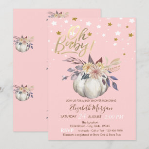 Invitation Oh Baby Fleurs Citrouille Étoiles Baby Shower