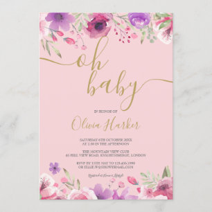 Invitation Oh Baby Fleurs de prairie roses bébé Shower / Spri