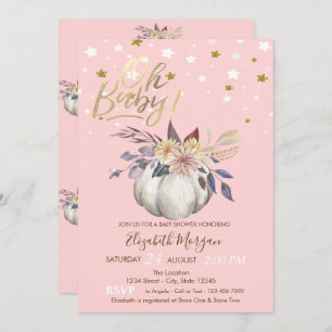 Invitation Oh Baby Floral Citrouille Stars Baby shower