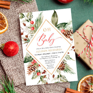 Invitation Oh Baby gender neutral rustic winter shower