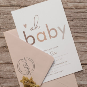 Invitation Oh Baby Genre Neutre Baby shower moderne