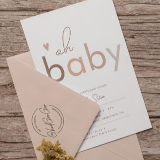 Invitation Oh Baby Genre Neutre Baby shower moderne