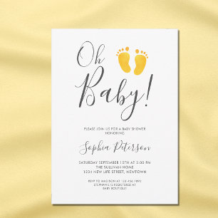 Invitation Oh Baby Genre Neutre Jaune Pieds Baby shower
