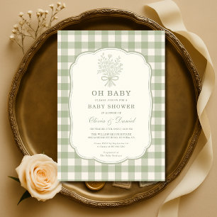 Invitation Oh Baby Gingham Baby Shower pour couples