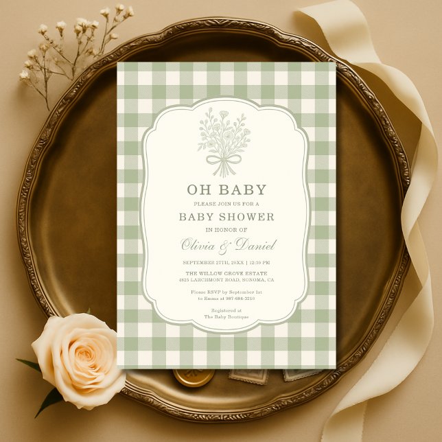 Invitation Oh Baby Gingham Baby Shower pour couples (Créateur téléchargé)